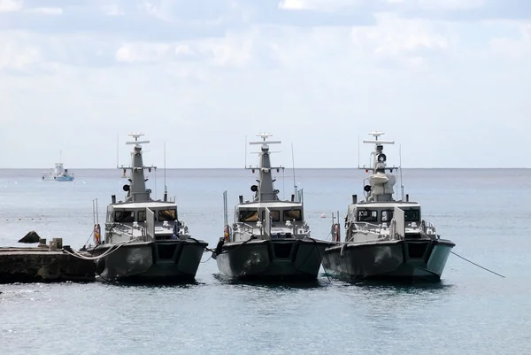 Três barcos de patrulha fronteiriços — Fotografia de Stock