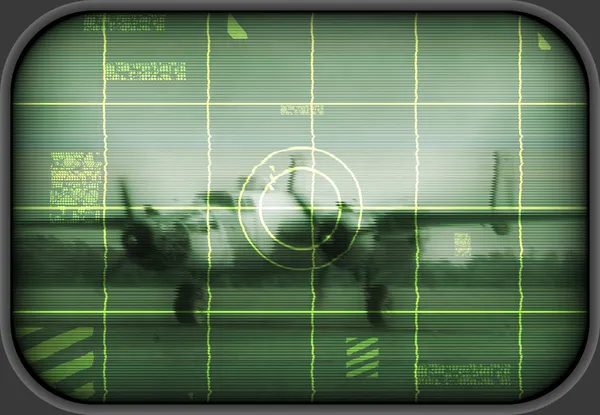 Eski bombacı bir tv ekranında — Stok fotoğraf