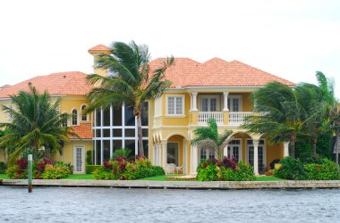 Wealthy waterfront residential community in Florida clipart