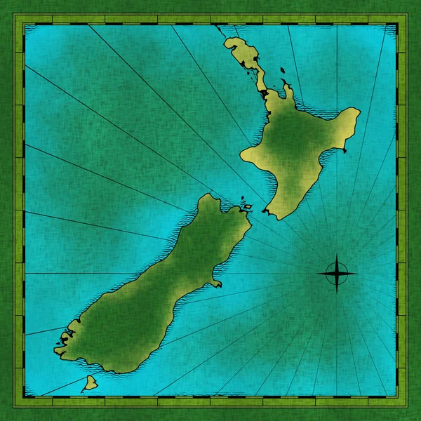 Antika karta över nya Zeeland — Stockfoto