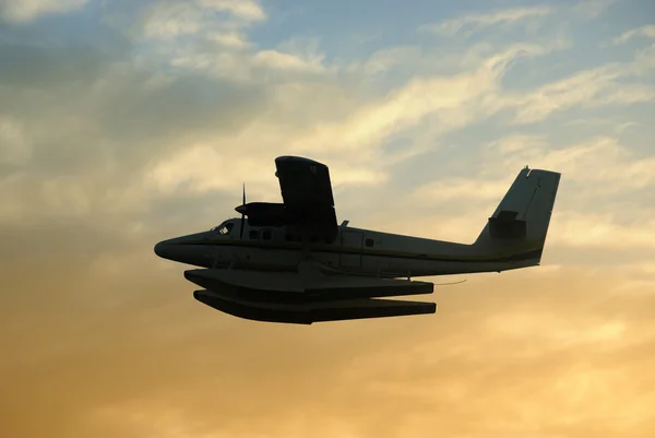 Seaplane at sunset — Stok fotoğraf