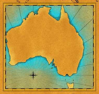 Old map of Australia clipart