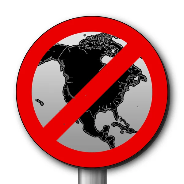 Map of America on prohibited sign — Stock Photo, Image