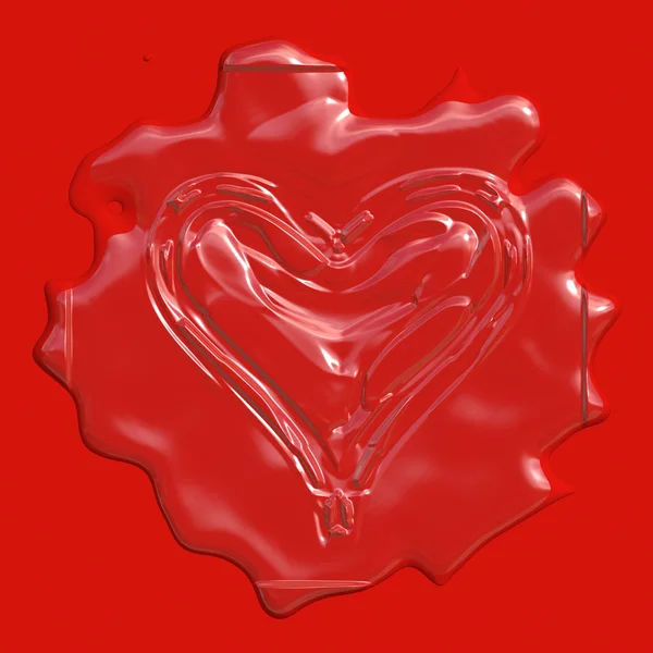 Coração de carimbo de cera vermelha — Fotografia de Stock