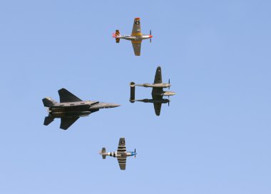 Heritage flight at airshow clipart