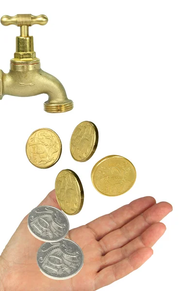 Hand tap coins — Stock Photo, Image