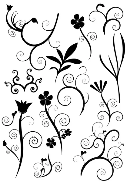 Набор цветочных вихрей — стоковый вектор