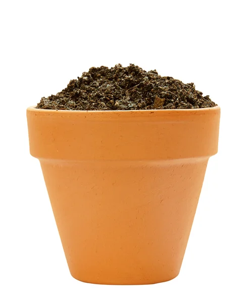 Pot with soil — Stock Photo, Image