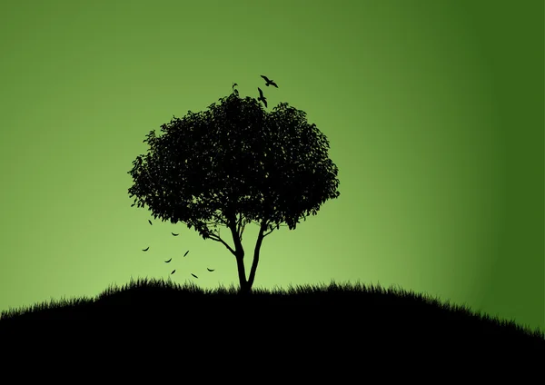 Baum mit grünem Hintergrund — Stockvektor
