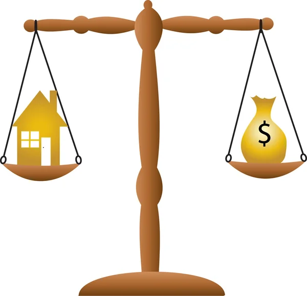 Bilance casa e denaro — Vettoriale Stock