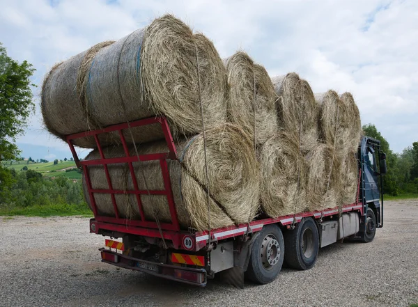 Stock image Bundles of hay on the lorry