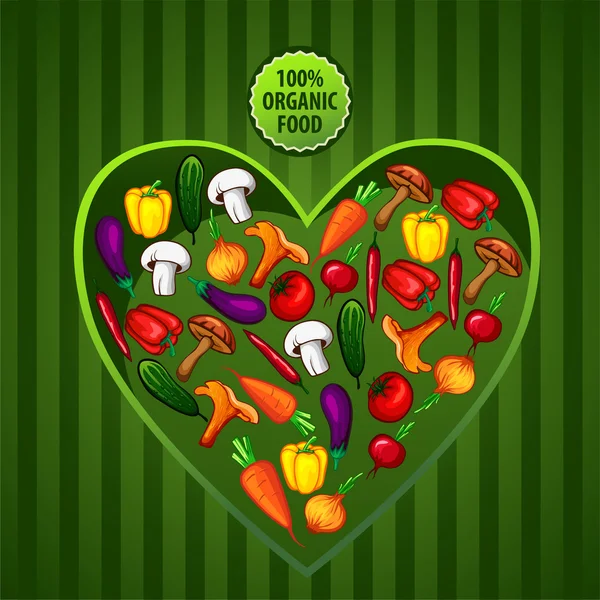 Verduras vectoriales en un corazón — Vector de stock