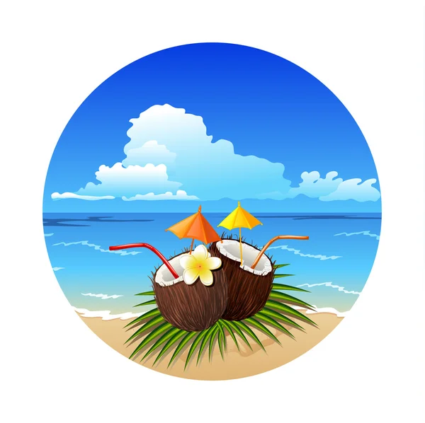 热带椰子鸡尾酒 — 图库矢量图片