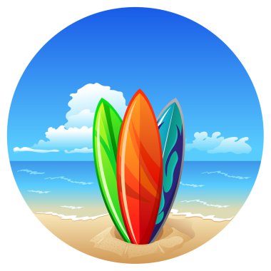 Surfboards on the beach clipart