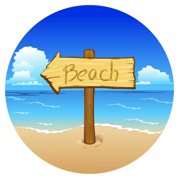 木の看板がビーチ — ストックベクタ