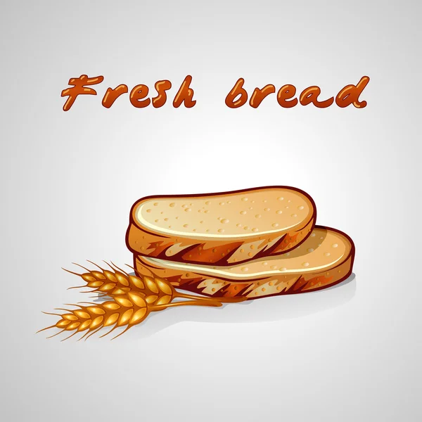 Two slices of fresh bread and rye grain — Stock Vector