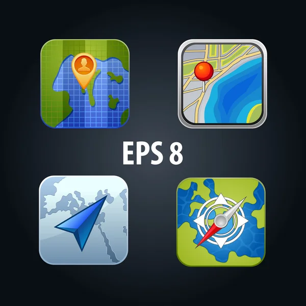 Illustration vectorielle jeu d'icônes pour applications GPS — Image vectorielle