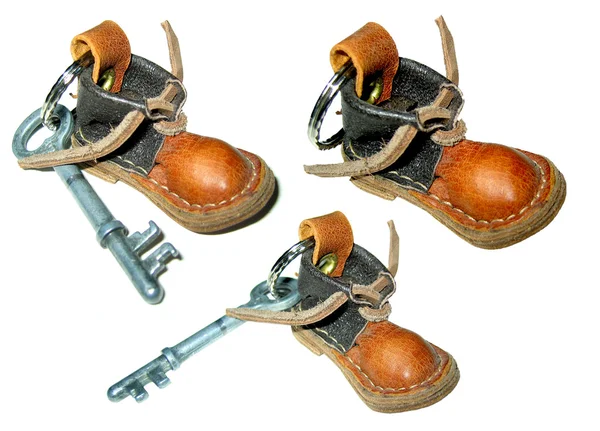 Läder boot nyckelhållare — Stockfoto