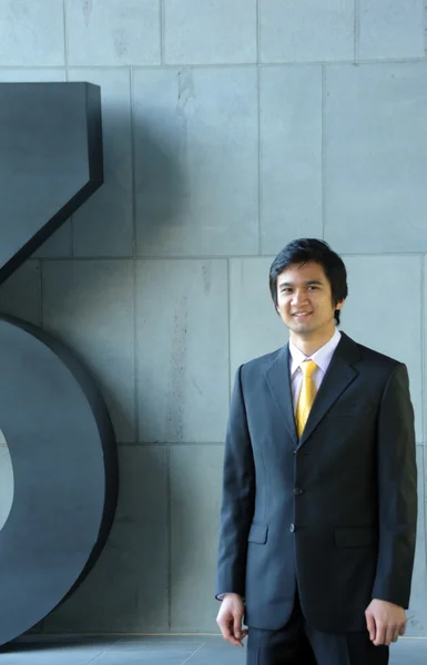 Asiático hombre de negocios vestido de traje y corbata, sonriendo . Imagen De Stock