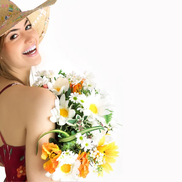 stock image Girl with bouquet