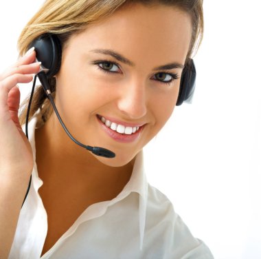 Young woman in customer service clipart