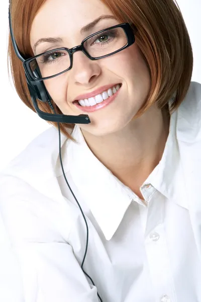 Young operator with headset — Stock Photo, Image
