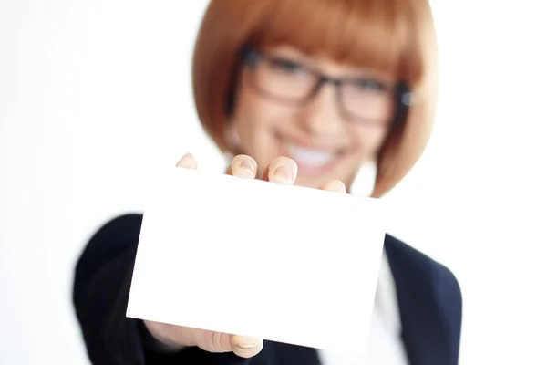 stock image Assistant with card