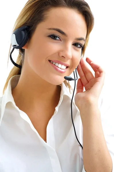Young woman in customer service — Stock Photo, Image