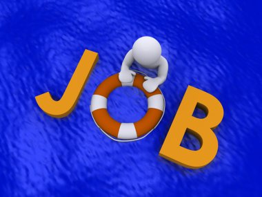 Looking for job in the sea of unemployment clipart
