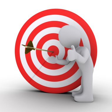 Person satisfied is showing an arrow at the center of target clipart