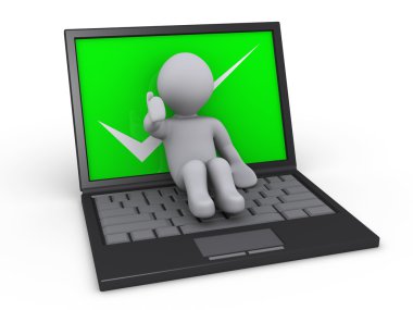 Person lying on top of laptop clipart