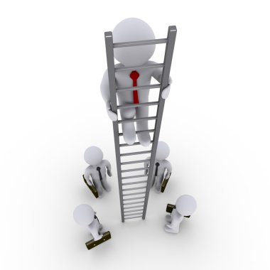 Successful businessman is higher on ladder clipart