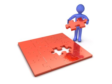 Man with Puzzle clipart