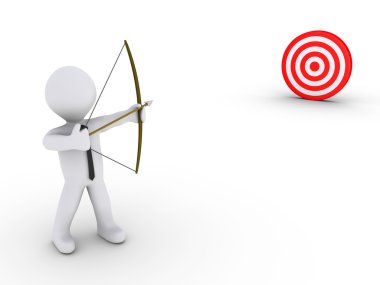 Businessman as an archer aiming at a target clipart