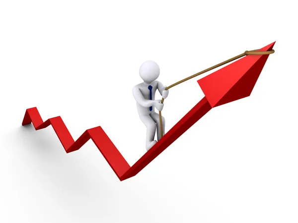 Businessman climbing graph — Stock Photo, Image