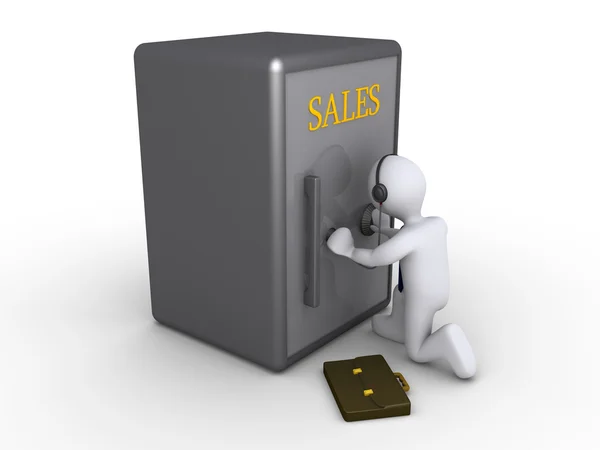 Empresario tratando de obtener ventas — Foto de Stock