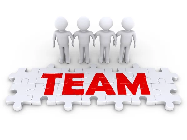 Puzzle team with men — Stock Photo, Image
