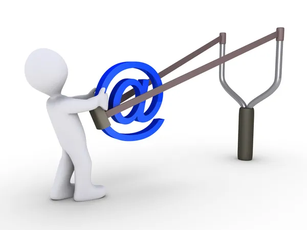 Sending e-mail using slingshot — Stock Photo, Image