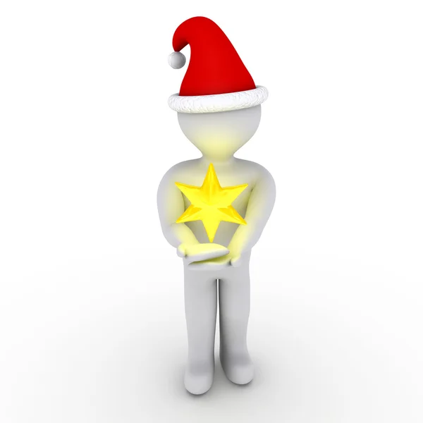 Person with Christmas star — Stock Photo, Image