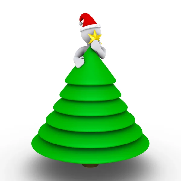 Placing the star on the Christmas tree — Stock Photo, Image