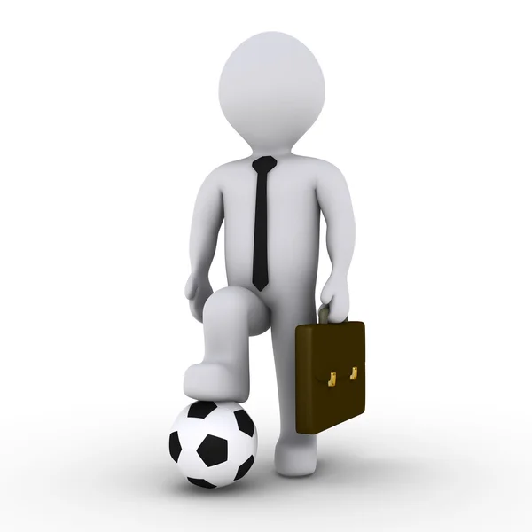 Businessman ready to play soccer — Stock Photo, Image