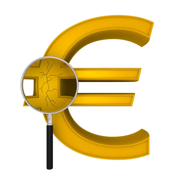 Μεγεθυντικός ρωγμή ευρώ — Φωτογραφία Αρχείου