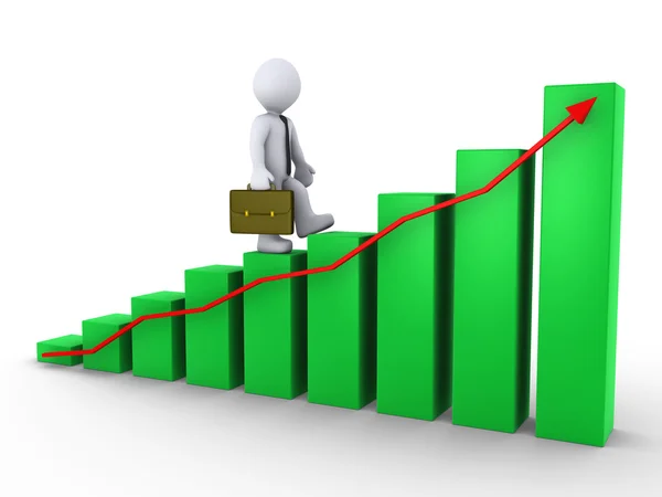 Businessman walking on chart — Stock Photo, Image