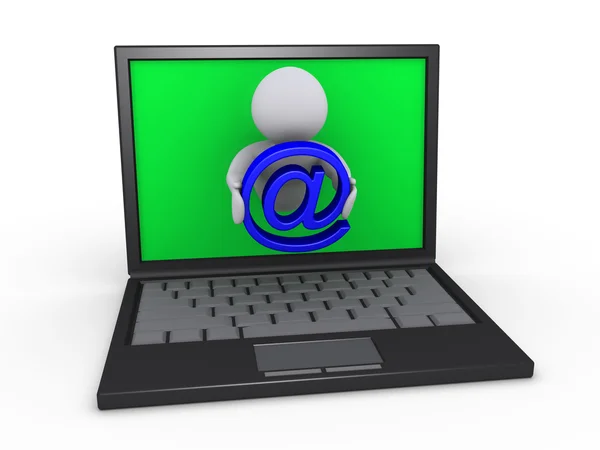 Skicka e-post genom laptop — Stockfoto