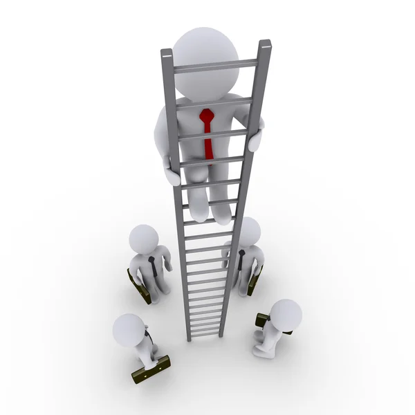 Successful businessman is higher on ladder — Stock Photo, Image