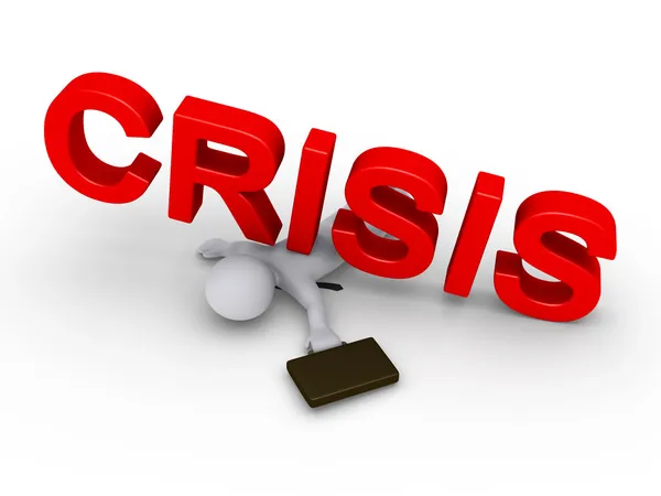 Businessman crushed by crisis word — Stock Photo, Image