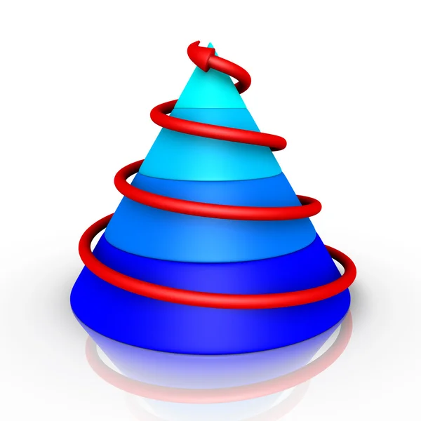 Cone graph with arrow going upwards — Stock Photo, Image