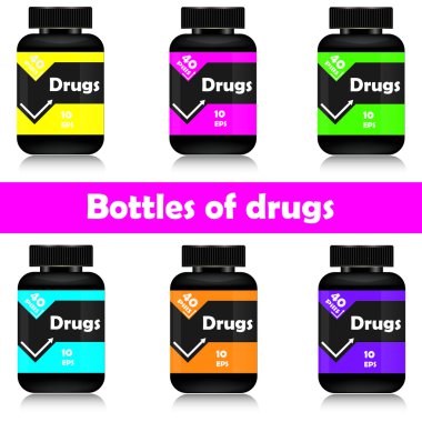 Vector illustration of bottles of pills clipart