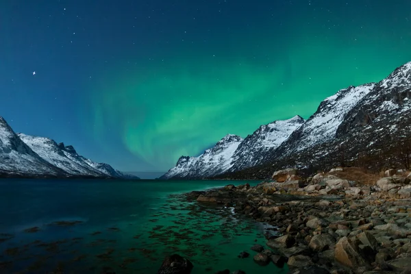 Gökyüzünde Kuzey ışıkları (Kutup ışıkları) Stok Fotoğraf