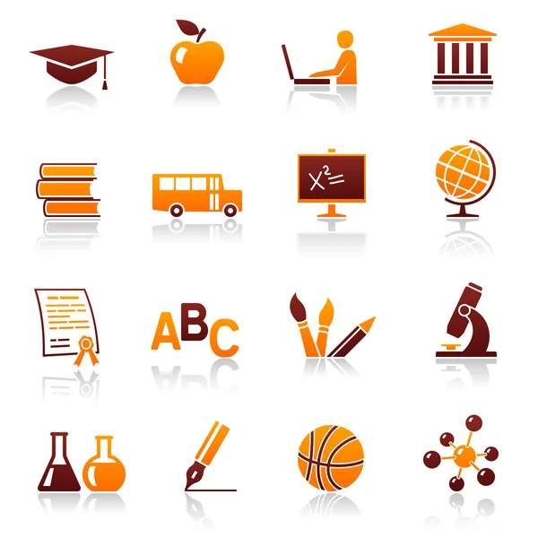 Set di icone vettoriali per l'istruzione e la scuola — Vettoriale Stock
